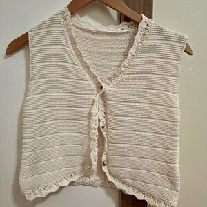Cream Knit Button-Up Vest